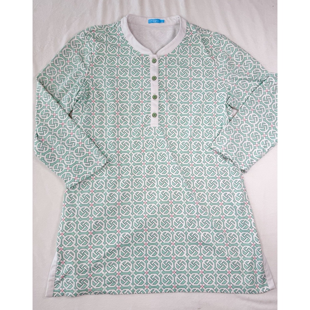 J. McLaughlin‎ L Tunic Top Popover Catalina Cloth Geometric Nautical Mint Green
